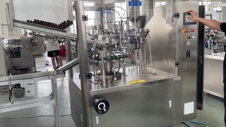 machine de remplissage de tubes métalliques avec encartonneuse