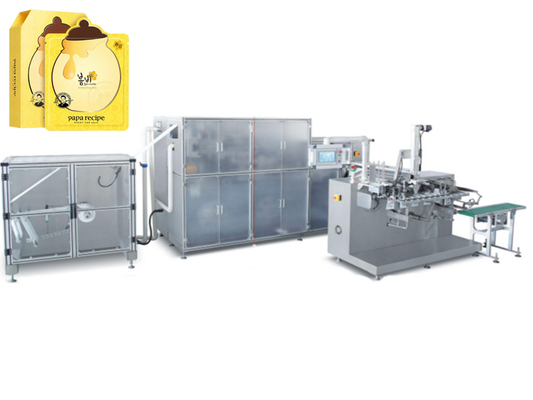 Masque facial cosmétique pliant et remplissant machine d'étanchéité, machine d'emballage de masque à quatre côtés